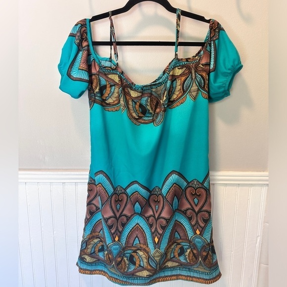 Glam Y2K Bohemian off the Shoulder Short Dress Size S - Picture 4 of 9